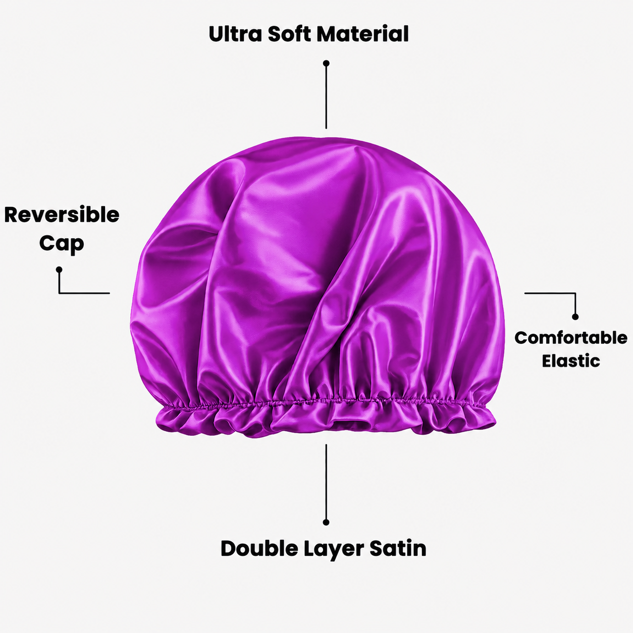 Hair Bonnet, Double Layer Satin Design, Anti-Frizz Sleeping Cap, Clean Care