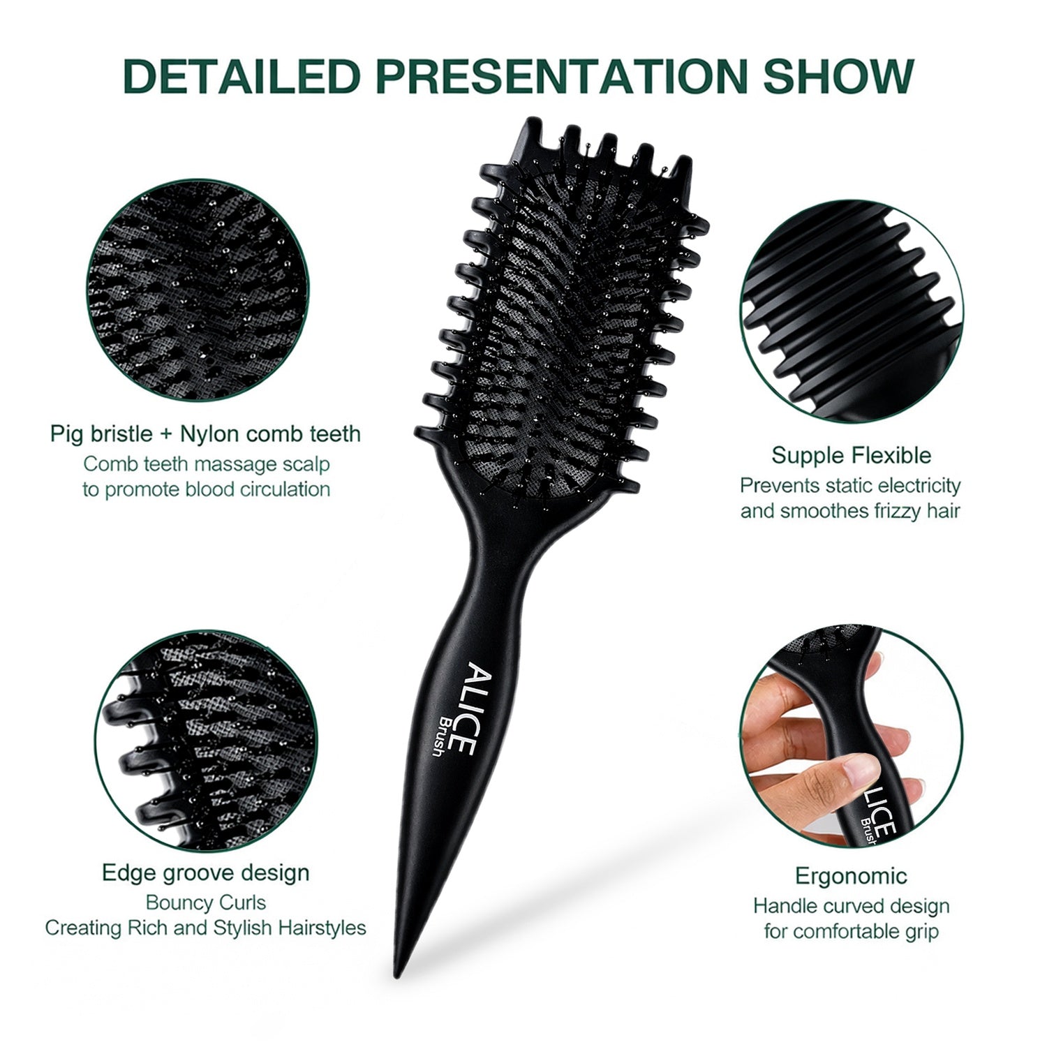 Hair Comb, Curl Definer Brush, Curly Hair Styling Brush, Gentle, Clean Care